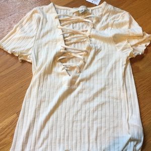 NEW cream top with crosses